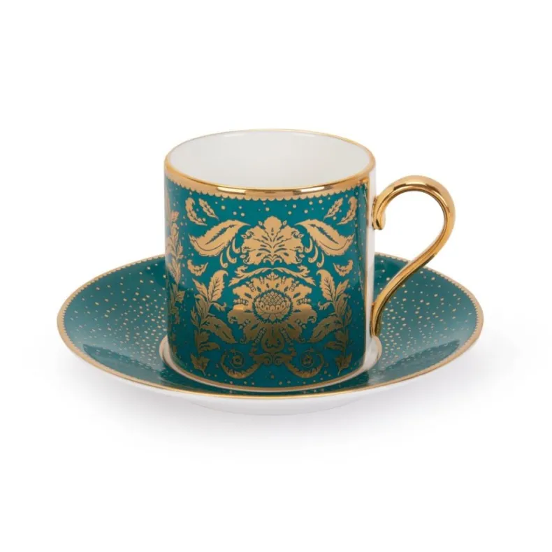 Acanthus Teal Coffee Cup And Saucer