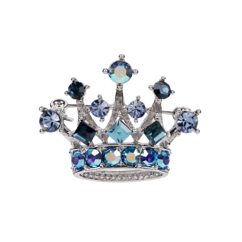 Blue And Silver Crown Brooch