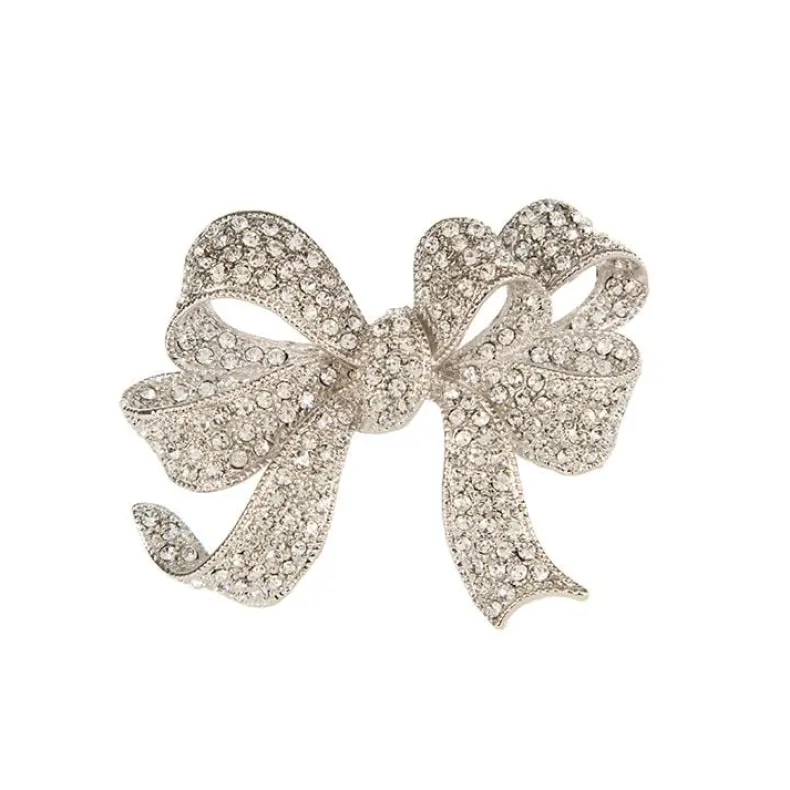 Crystal Bow Brooch