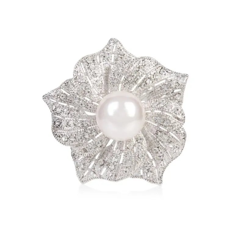 Flower With Pearl Brooch