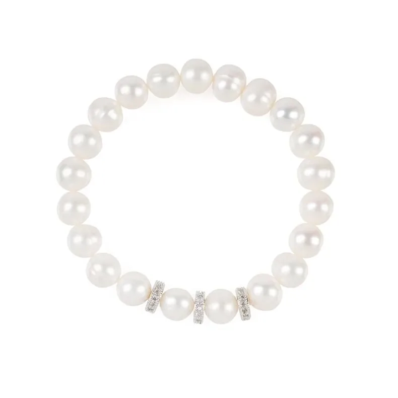 Pearl And Crystal Disc Bracelet