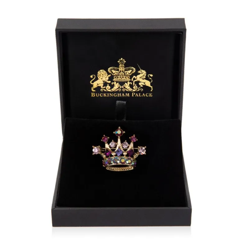 Purple And Gold Crown Brooch