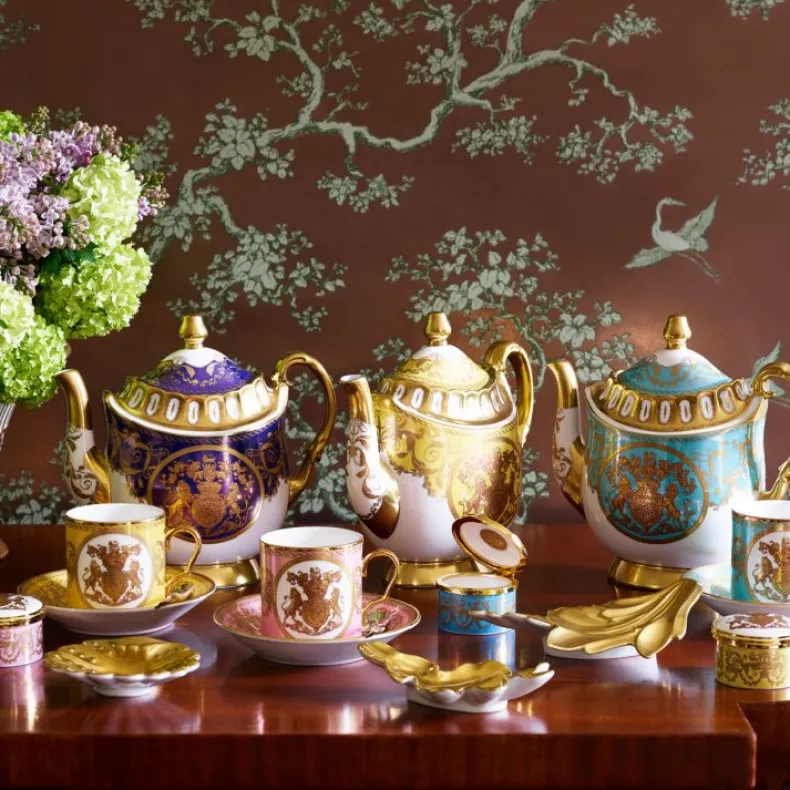 Special Edition Lustre Pink And Green Coffee Cup And Saucer