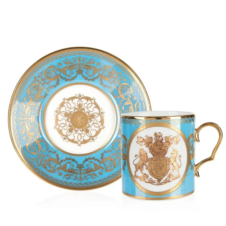 Special Edition Lustre Turquoise And Yellow Coffee Cup And Saucer