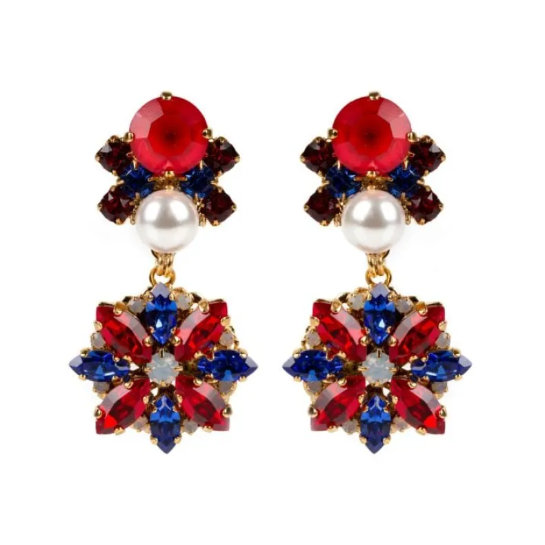 Vicki Sarge Red, White And Blue Large Drop Earrings