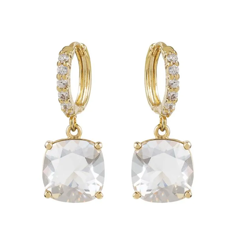 White Square Crystal Earrings
