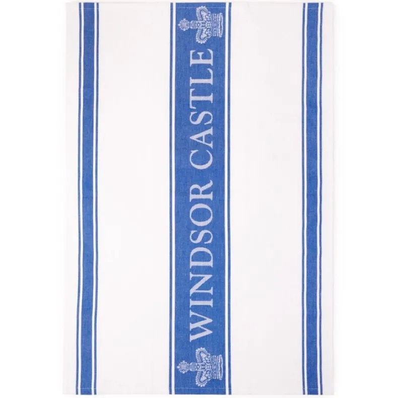 Windsor Castle Blue Waffle Tea Towel